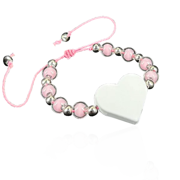 Bracelet Cœur Perles Rose